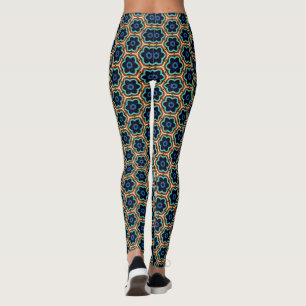 Blå och gul enkel blomster leggings