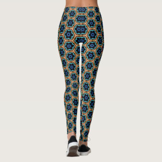 Blå och gul enkel blomster leggings