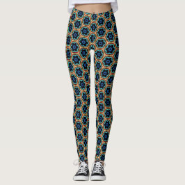 Blå och gul enkel blomster leggings