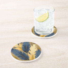 Blå Och Gul Fjäder Sandstens Coaster Underlägg