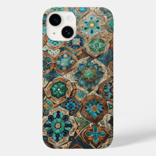 Blå och gul geometrisk kakeltelefonfodral Symmetri