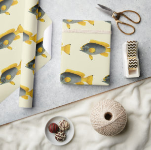 Blå och gul grouperfisk, gammal marin fauna presentpapper