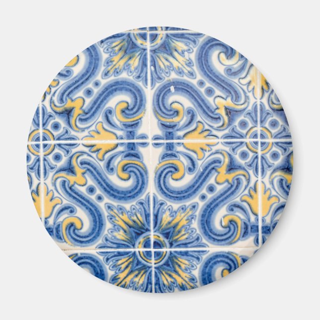 Blå och gul kakel, Portugal Magnet (Framsidan)