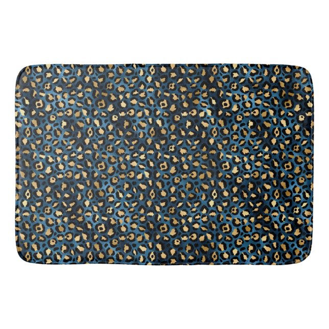 Blå och gul leopard serie design 1 badrumsmatta (Framsidan)