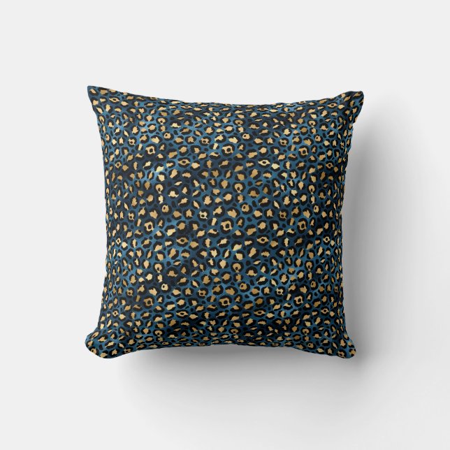 Blå och gul leopard serie design 1 kudde (Framsida)