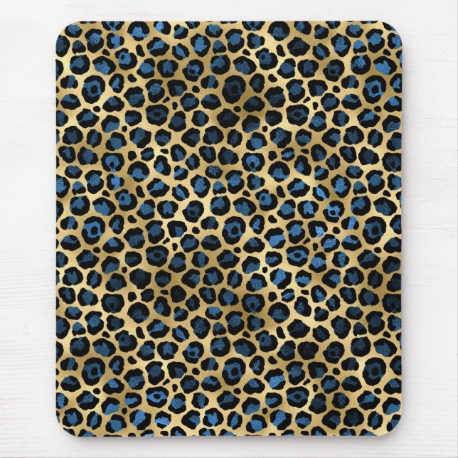 Blå och gul leopard serie design 4 musmatta (Framsidan)