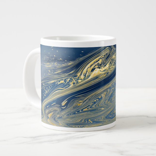 Blå och gul metallisk specialmugg jumbo mugg (Framsida vänster)