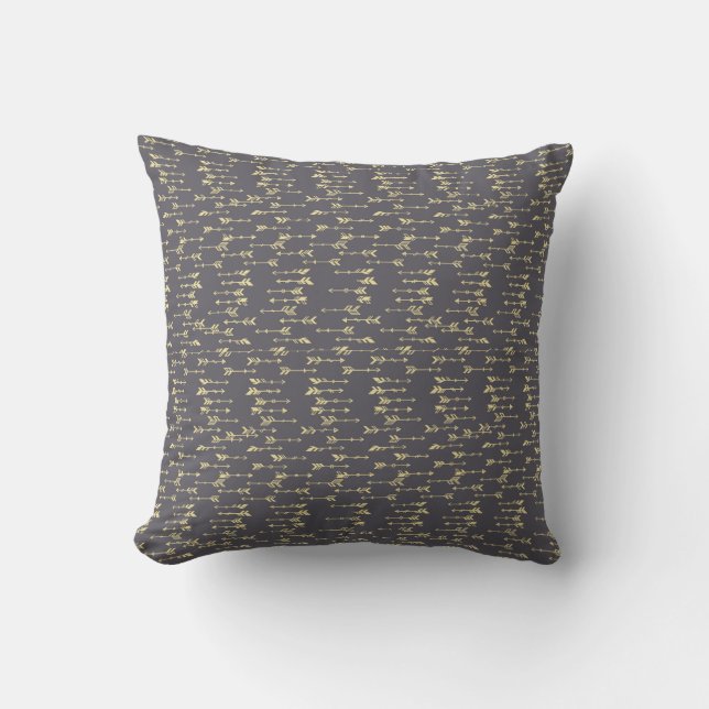 blå och gul minimalistisk boho pilmönster kudde (Framsida)