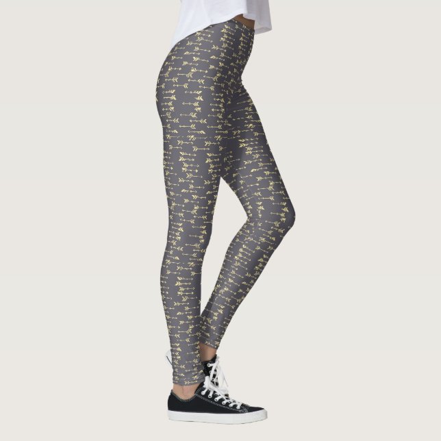 blå och gul minimalistisk boho pilmönster leggings (Höger)