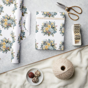 Blå och Gul ros Bröllop Bouquet Presentpapper