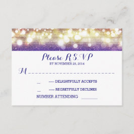 blå och gul strängljus glitter bröllop RSVP OSA Kort