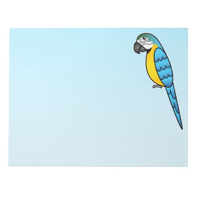 Blå Och Gul Tecknad Macaw-Papegoja Fågel Anteckningsblock (Framsida)