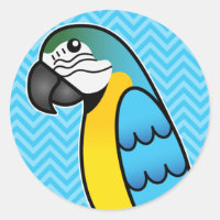Blå Och Gul Tecknad Macaw-Papegoja Fågel