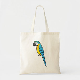 Blå Och Gul Tecknad Macaw-Papegoja Fågel Tygkasse