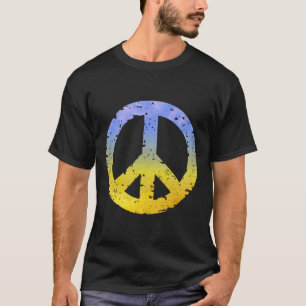 Blå Och Gul Ukraina Fredstecken Retro Känsla Ukrai T Shirt