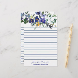 Blå och gula akvarellblommor personliga brevpapper