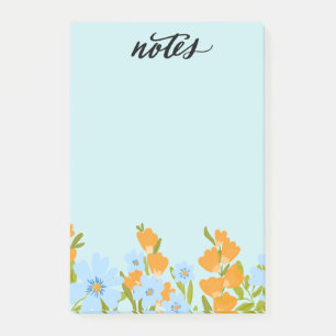 Blå och Gula blommor Post-it Block