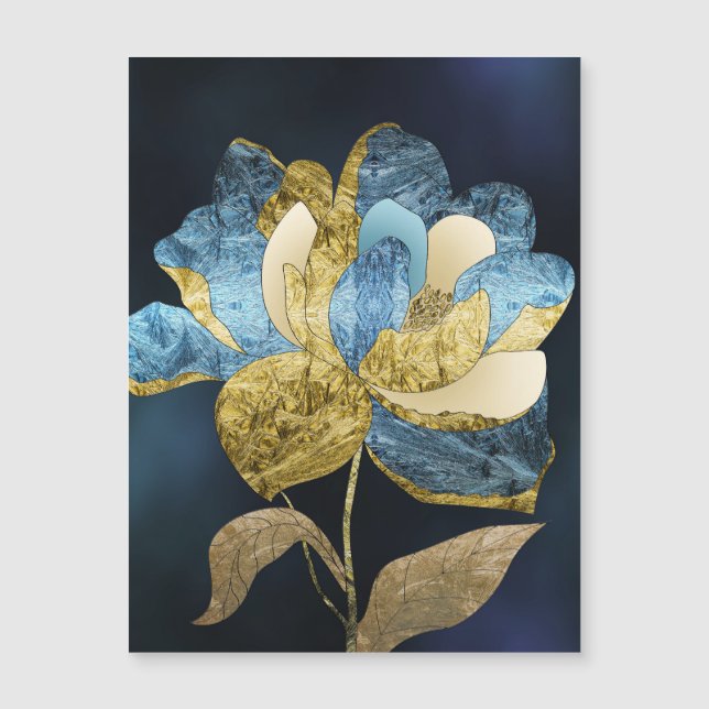 Blå och Guld Abstrakt blomma med texturerade Petal (Framsida)