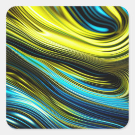 Blå och Guld Abstrakt Silke och laxroller Fyrkantigt Klistermärke