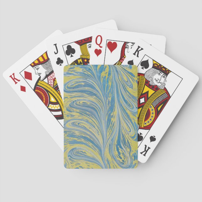 Blå och Guld Abstrakt Wave Casinokort (Baksidan)