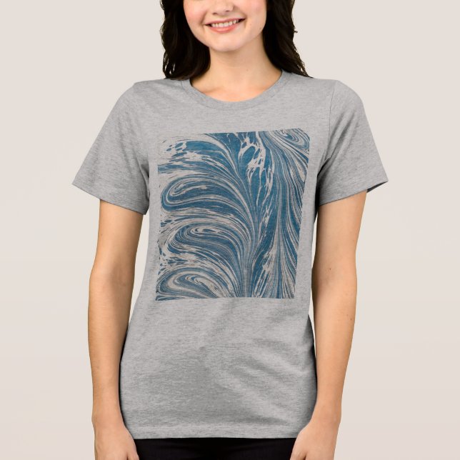Blå och Guld Abstrakt Wave T Shirt (Framsida)