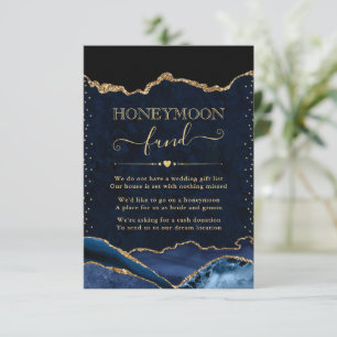 Blå och Guld Agat Bröllopsmånad Honeymoon Fond Tilläggskort