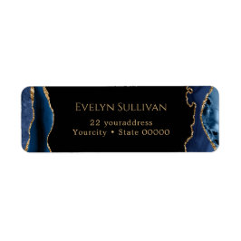 Blå och guld-agate-adressetikett returadress etikett