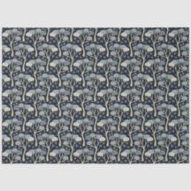 Blå och Guld Art Deco Gräs Träd Decoupage