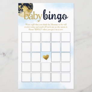 Blå och Guld Baby Bingo Baby Shower Game