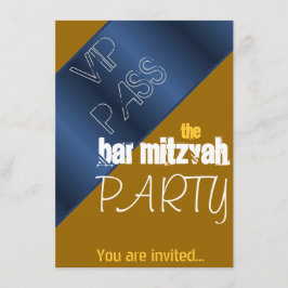 Blå och guld Bat mitzvah Pub Mitzvah party Inbjudningar
