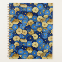 Blå och Guld Blommigt Chiyogami Planner