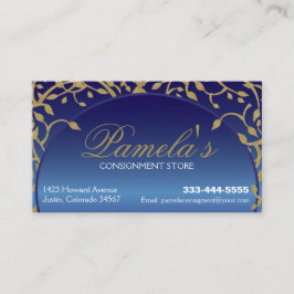 Blå och Guld Blommigt Professionell eller Personli Visitkort