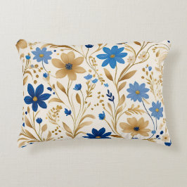 Blå- och Guld-blommor Prydnadskudde