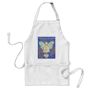 Blå och Guld Cancer Angel Apron Förkläde