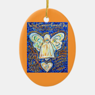 Blå och Guld Cancer Angel Ornament Anpassad