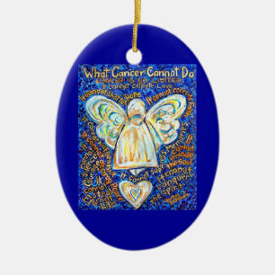 Blå och Guld Cancer Angel Ornament Anpassad