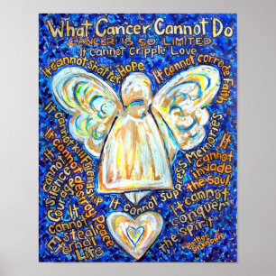 Blå och Guld Cancer Angel Poster
