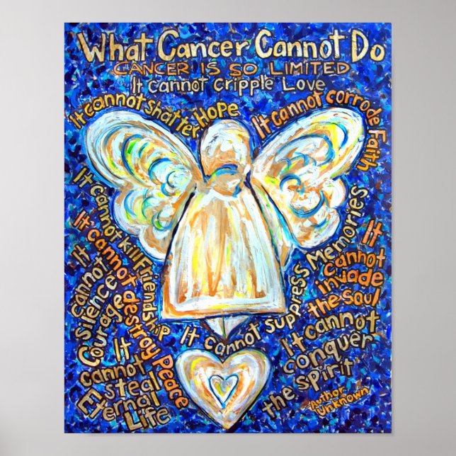Blå och Guld Cancer Angel Poster (Framsidan)