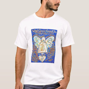 Blå och Guld Cancer Angel T-shirt (Baksidan är t