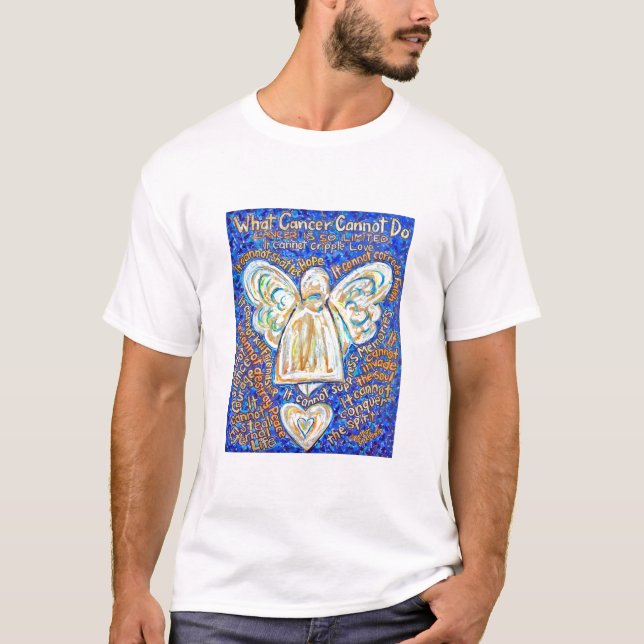 Blå och Guld Cancer Angel T-shirt (Baksidan är tom (Framsida)