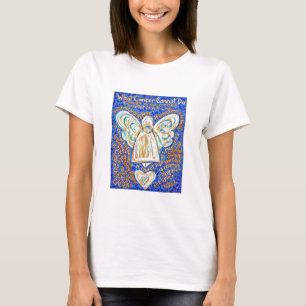 Blå och Guld Cancer Angel T-shirt (text på baksi
