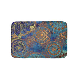 Blå och Guld Celestial Bath Mat Anpassningsbar Fär Badrumsmatta