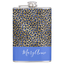 Blå och Guld Cheetah Skriv ut Monogram