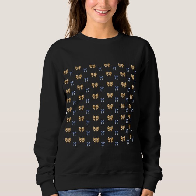 Blå och Guld Coquette Bow T Shirt (Framsida)