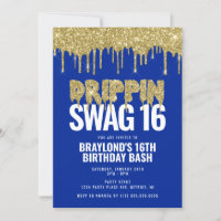 Blå och guld Drippin Swag 16 födelsedag 