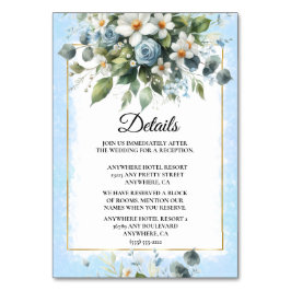 Blå och Guld Elegant Blommig Rustik Vattenfärg Inb Bordsnummer