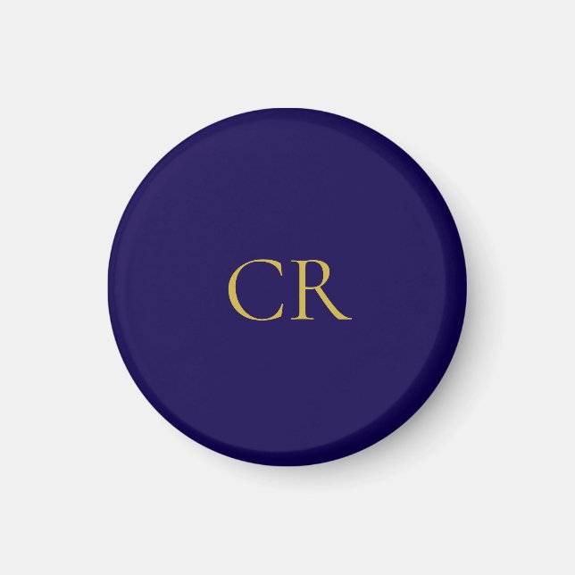 Blå och guld färg monogram modern minimalistisk  magnet (Framsidan)