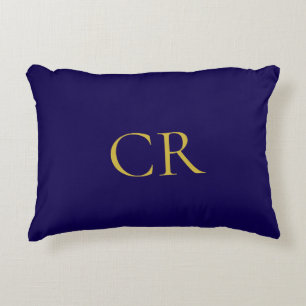 Blå och guld färg monogram modern minimalistisk prydnadskudde