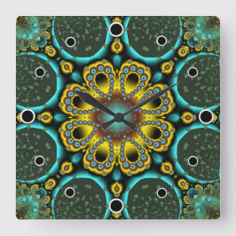 Blå och Guld fetter Fyrkantig Klocka