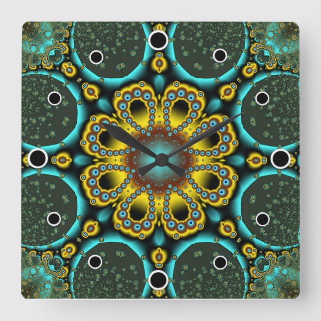 Blå och Guld fetter Fyrkantig Klocka (Framsida)